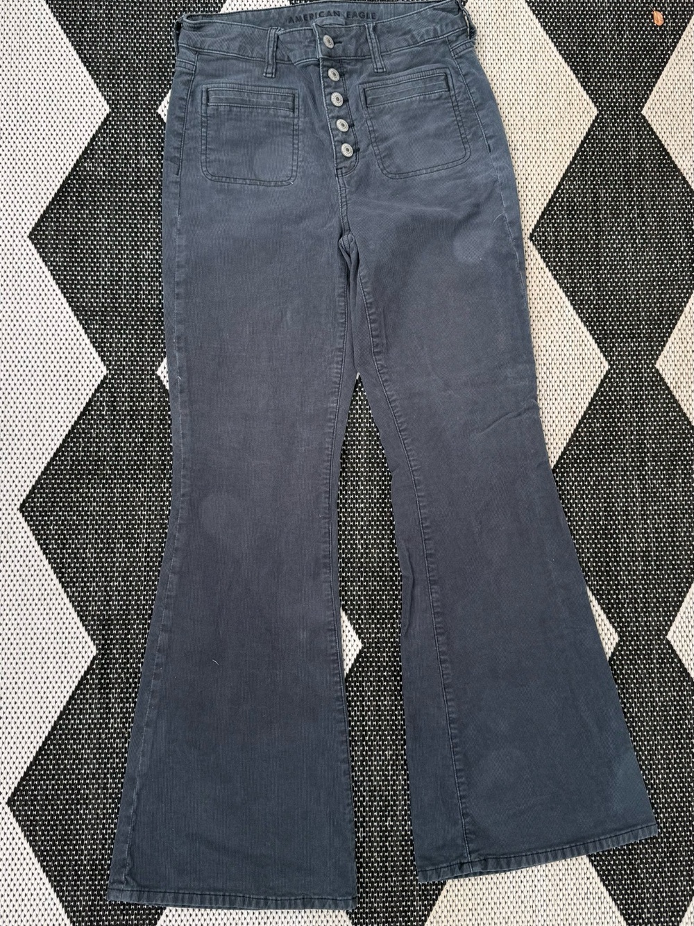 American Eagle Outfitters Dark Charcoal High-Rise Flare Jeans